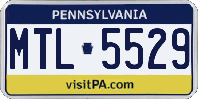 PA license plate MTL5529