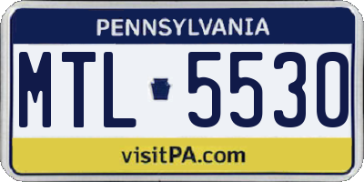 PA license plate MTL5530