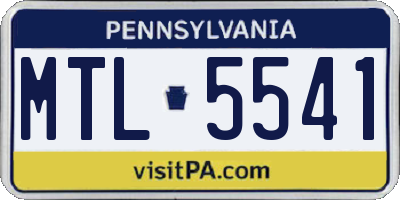 PA license plate MTL5541