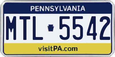 PA license plate MTL5542