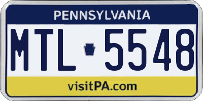 PA license plate MTL5548