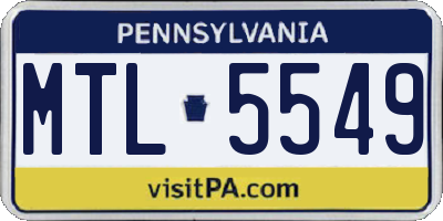 PA license plate MTL5549