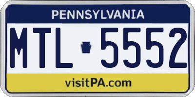 PA license plate MTL5552