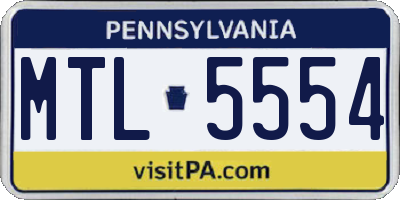 PA license plate MTL5554