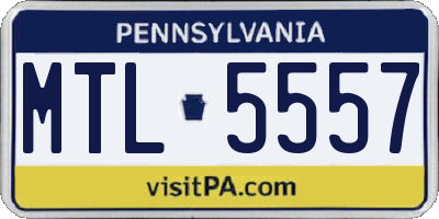 PA license plate MTL5557