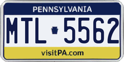 PA license plate MTL5562
