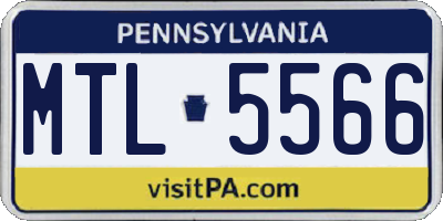 PA license plate MTL5566