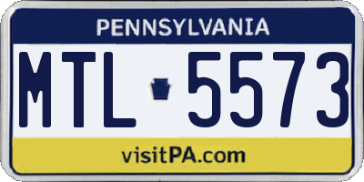 PA license plate MTL5573
