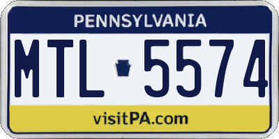 PA license plate MTL5574