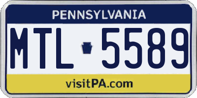 PA license plate MTL5589