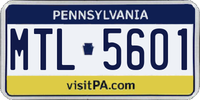 PA license plate MTL5601