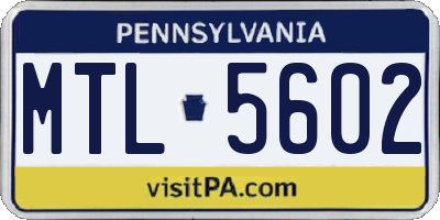 PA license plate MTL5602