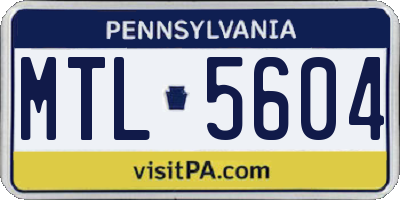 PA license plate MTL5604