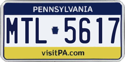 PA license plate MTL5617