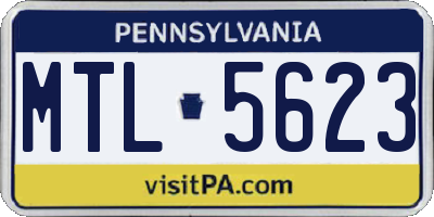 PA license plate MTL5623