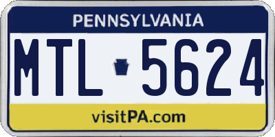 PA license plate MTL5624
