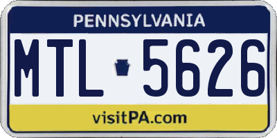 PA license plate MTL5626
