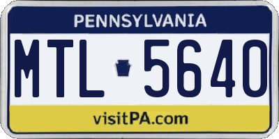 PA license plate MTL5640