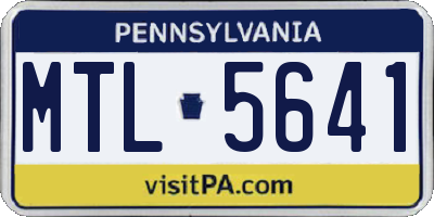 PA license plate MTL5641