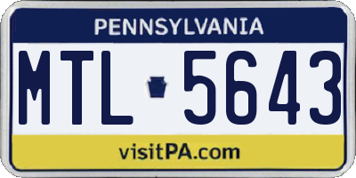 PA license plate MTL5643