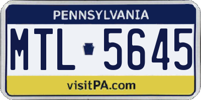 PA license plate MTL5645