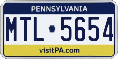 PA license plate MTL5654