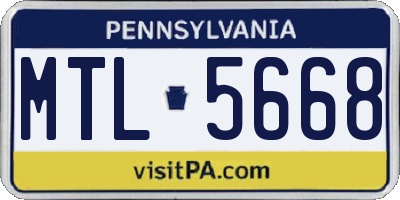 PA license plate MTL5668