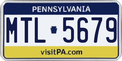 PA license plate MTL5679