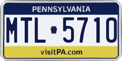 PA license plate MTL5710
