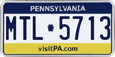 PA license plate MTL5713