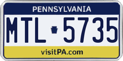PA license plate MTL5735