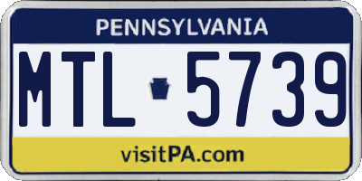 PA license plate MTL5739