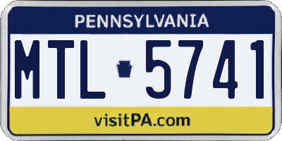 PA license plate MTL5741
