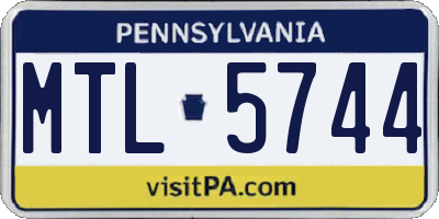 PA license plate MTL5744