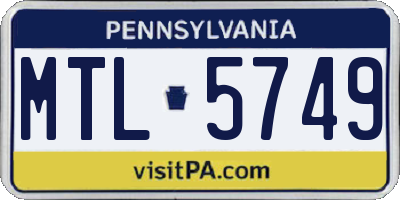 PA license plate MTL5749