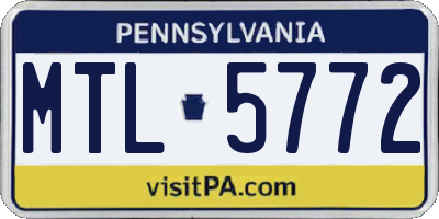 PA license plate MTL5772