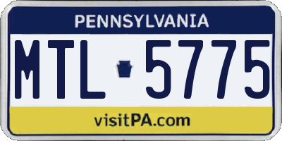 PA license plate MTL5775