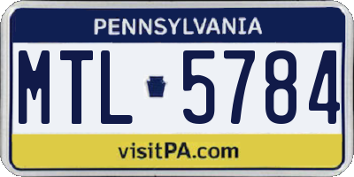 PA license plate MTL5784