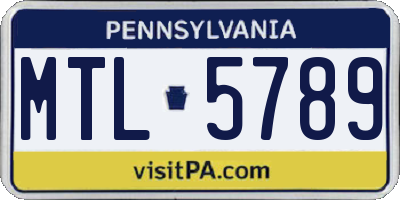 PA license plate MTL5789