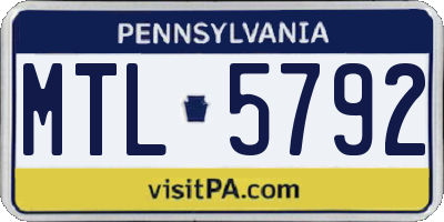 PA license plate MTL5792