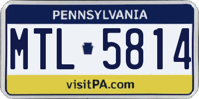 PA license plate MTL5814