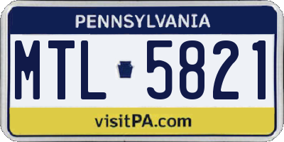 PA license plate MTL5821