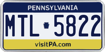 PA license plate MTL5822