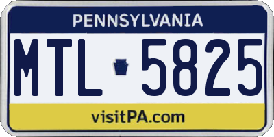 PA license plate MTL5825