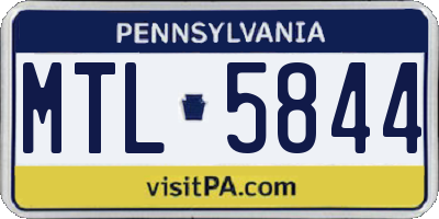 PA license plate MTL5844