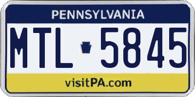 PA license plate MTL5845