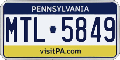PA license plate MTL5849