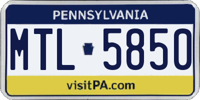 PA license plate MTL5850