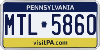 PA license plate MTL5860