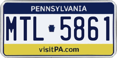 PA license plate MTL5861